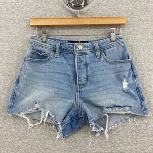 Hollister Jean Shorts Womens 5/27 Button Fly High Rise Mom Shorts 3" Cut Offs
